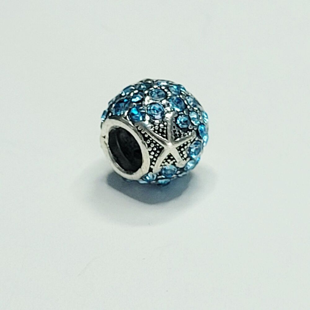 NWT For Pandora Charm Bracelets Blue Rhinestones And Starfish Charm Ball
